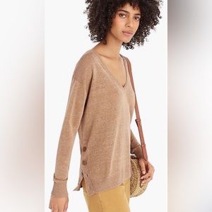 J.Crew Linen Side Button Sweater Size XSmall Blue